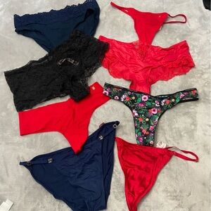 New! Victoria’s Secret 8 panty bundle lace cheeky thong  black red 10385